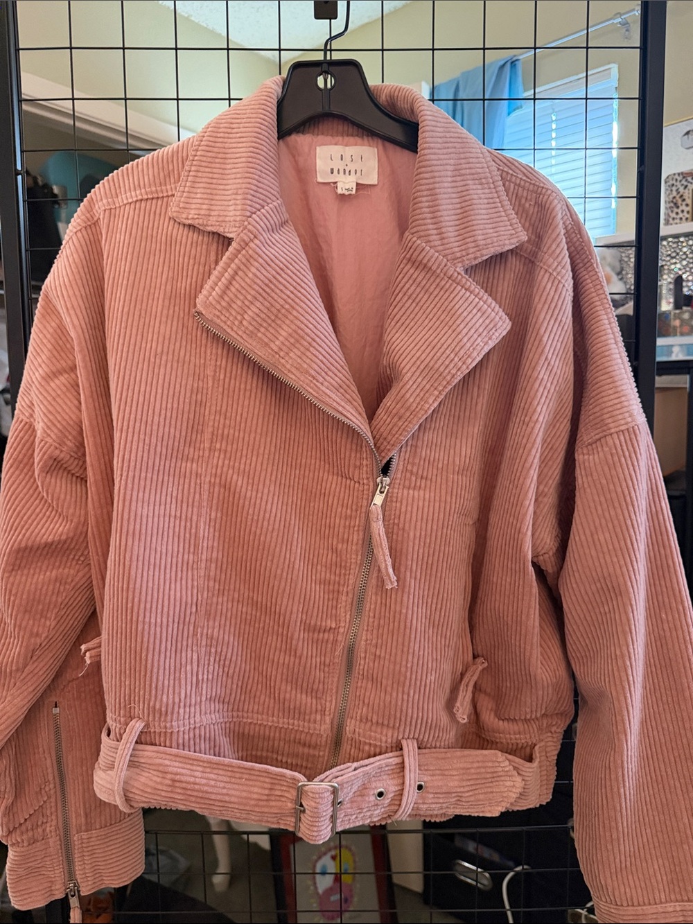 Lost + Wander Dusty Rose Corduroy Zip Jacket